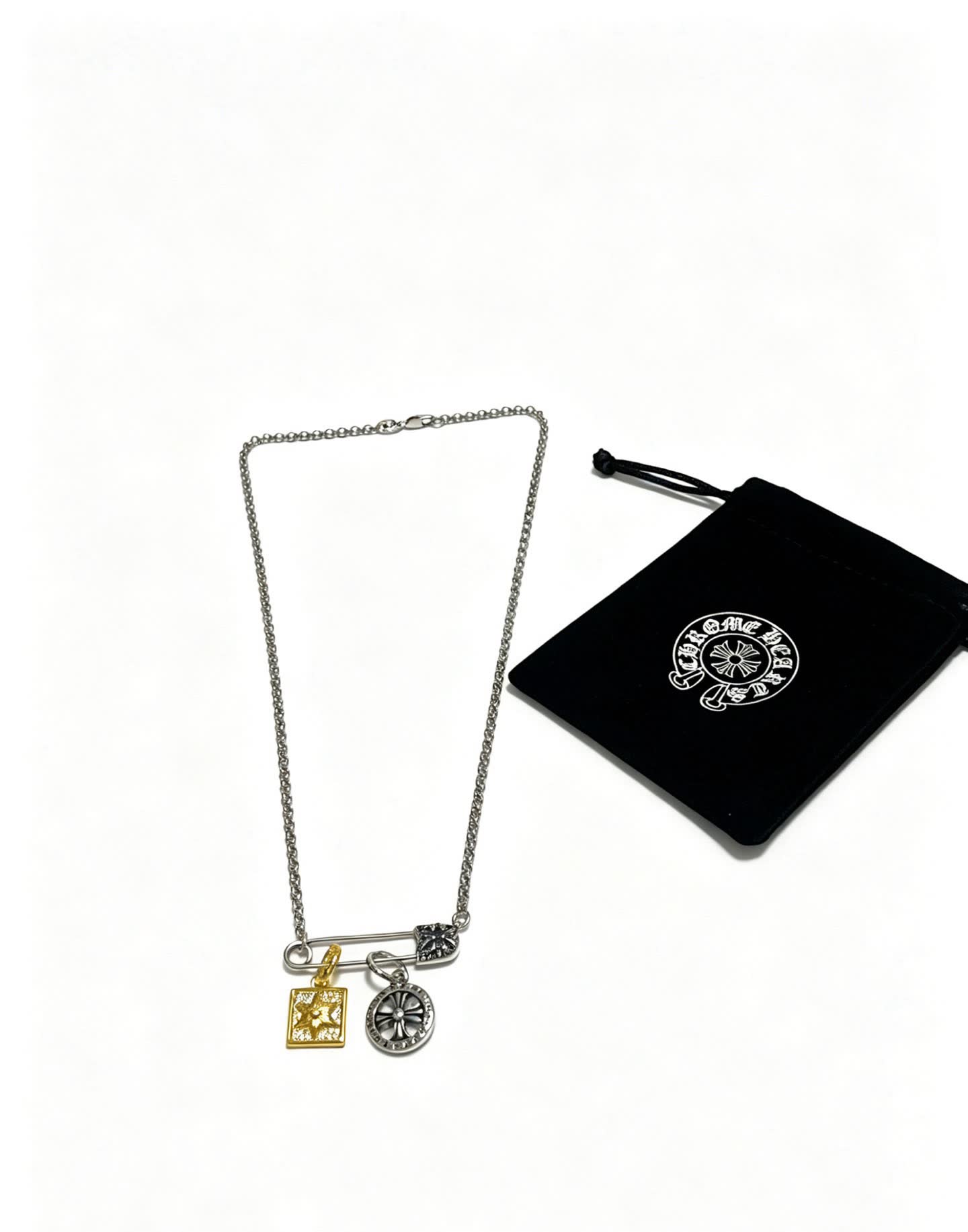 Chrome Hearts Necklace with Square and Round Charms